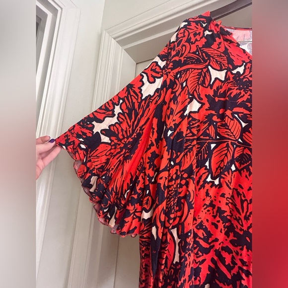 John Mark Boho Tunic Top Floral Bell Sleeves Size XL - Picture 3 of 5